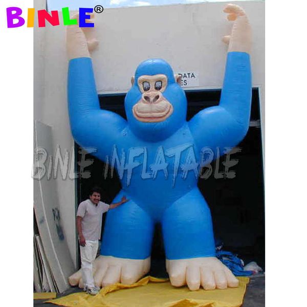 Venta de fábrica 6m Alto Blue Giant Inflable Monkey con Gorilla Gorilla inflable Face Happy Face para promoción