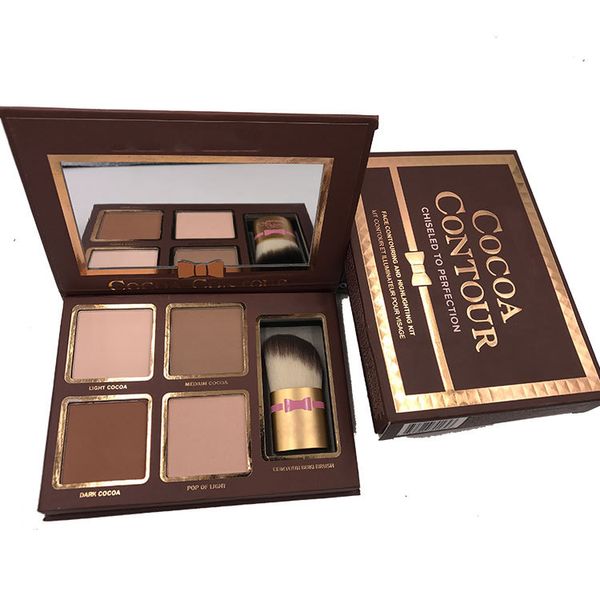 Maquillage de marque Palette de contour de cacao Kit de mise en évidence du contour du visage bronzant avec pinceau Poudre de surbrillance Cosmétiques Palettes cadeaux Fourniture de maquillage de haute qualité