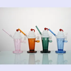 Vente d'usine H17cm 4 couleurs conduite d'eau en verre de style crème glacée/tuyau de bang d'eau en verre de tabac/bang en verre de tabac pour la distribution