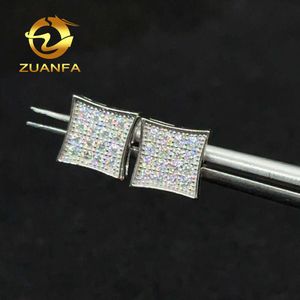 Boucles d'oreilles Hip Hop pour hommes et femmes, vente d'usine, vis arrière, diamant glacé, Moissanite, forme carrée et ronde, clous