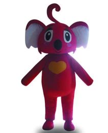Robe fantaisie Koala rouge cœur chaud, Costume de mascotte d'animal de dessin animé pour adulte, vente d'usine