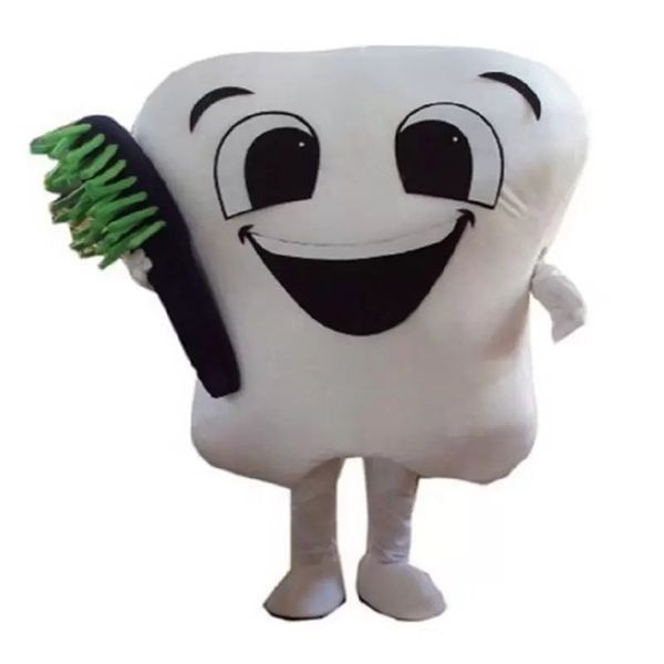Vente d'usine dent chaude avec brosse mascotte Costume dents fête d'anniversaire Halloween fantaisie