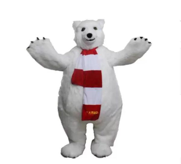 Costume de mascotte d'ours polaire blanc chaud, dessin animé Langteng, image réelle de haute qualité, vente d'usine