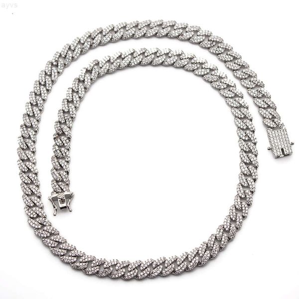 Vente d'usine Collier de chaîne cubaine Mossanite Miami 2 rangées 925 STERLING Silver 6 mm Moisanite Cuban Link Chain