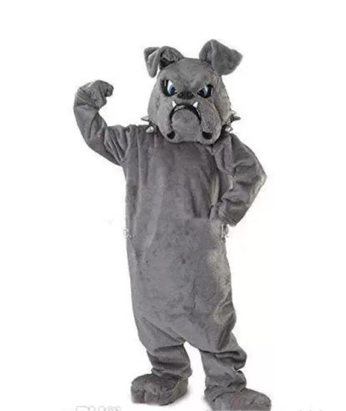Vente d'usine nouveau costume de mascotte de bouledogue cool gris équipe d'animaux de l'école Cheerleading tenue complète tenue de costume