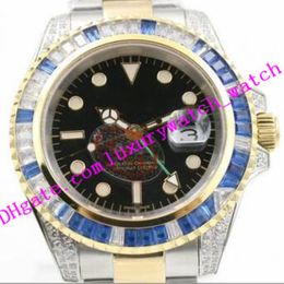 Vente d'usine Men de mode montre la montre-bracelet 40mm 116759 STRAPE D'ACIER DIAUX NOIR RAI-COW DIAMOND DORDER Mouvement automatique Sapphire Luminous Wat 307V
