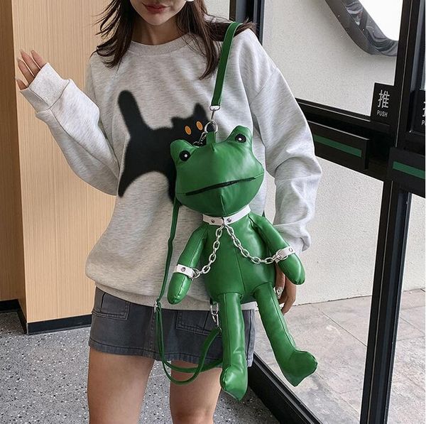 Sales de vente d'usine Sac à 2 couleurs de cette année Frog Doll Backpack Street Trend Mignon Phone Mobile sac à main Créative Personnalité Cartoon Messenger Sac 912 # #