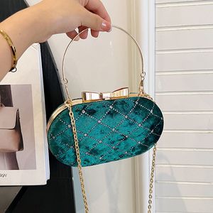 Ventes d'usine Sacs à bandoulières 5 couleurs Hiver Sweet Velvet Chain Sag Street Street Box Box Hard Boîte Niche Niche Design Rhombic Handbags 4124 # #