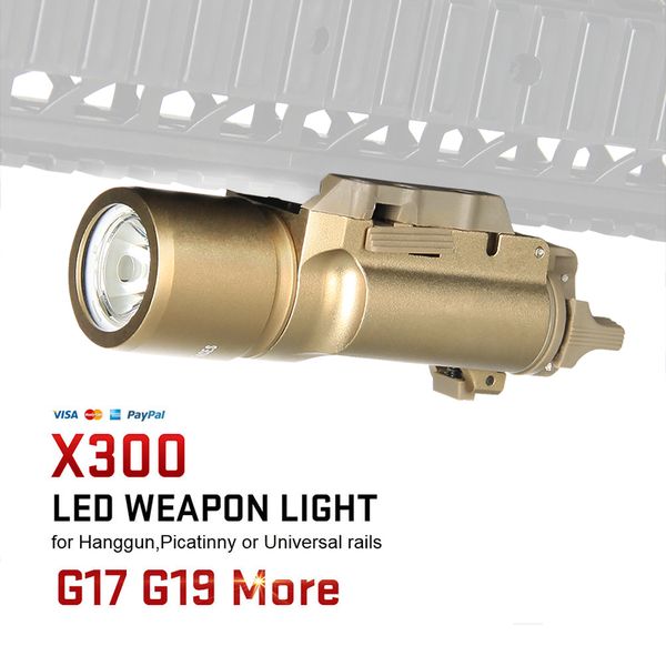 Alcance de caza Venta de fábrica Tactical X300 Ultra LED Light Pistol Lanterna Airsoft Linterna con riel Picatinny para CL15-0026 de caza