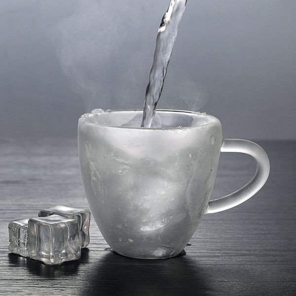 Tasse à café et lait créative en double verre, stock d'usine