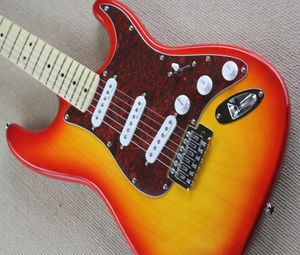 Factory Store Cherry Sunburust Body Red Pickguard Maple Neck Fletboard St 6 Strings Electric Guitar Guitarra3513157