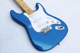 Magasin d'usine métal bleu signature érable fretboard 6 cordes Chrome matériel guitare électrique Guitarra livraison gratuite