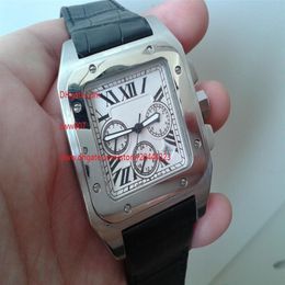 Fournisseur d'usine 100 XL chronographe à quartz en acier inoxydable W20091X7 montres-bracelets pour hommes bracelet en cuir blanc242Q