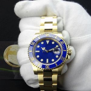 Fournisseur d'usine de luxe en or jaune 18 carats saphir 40 mm montre-bracelet pour homme cadran bleu et lunette en céramique 116618 mouvement automatique en acier 246r