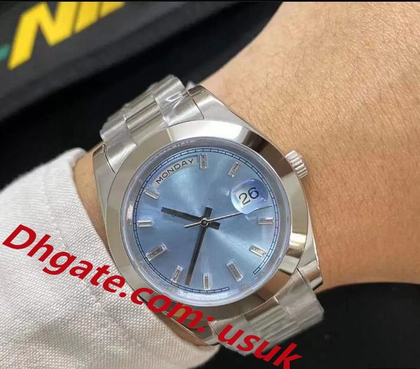 Fournisseur d'usine Mens Watch Ice Blue Dial Platinum 41mm Montres mécaniques automatiques pour hommes Saphir Montres-bracelets étanches boîte d'origine