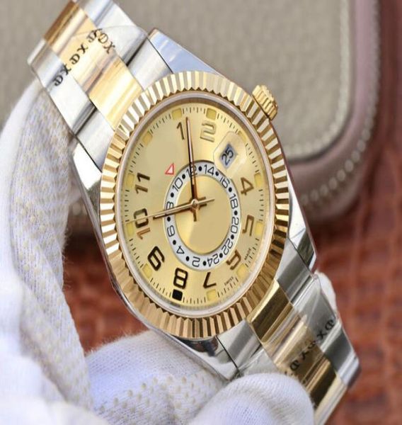 Fournisseur d'usine Montre à bracelet de luxe Sapphire 42 mm 18k Yellow Gold Date 326938 Mécanique automatique Men039s montres montres4472973
