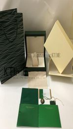 Proveedor de fábrica El más nuevo Caja de reloj verde de alta calidad Papeles Tarjeta Monedero Cajas de madera de regalo Nuevo bolso para 116610 116660 126610 Watche9567733