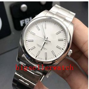 Fabrieksleverancier Luxe horloges van topkwaliteit Saffier eeuwigdurend 39 mm zonder datum Koepelvormige witte wijzerplaat 114300 Automatische mechanische herenhorloges