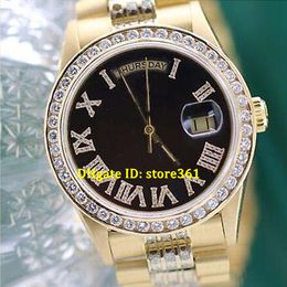 Proveedor de fábrica Relojes de pulsera para hombre 18038 Oro amarillo de 18 quilates Esfera de diamante / Bisel 36 mm