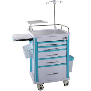 Approvisionnement d'usine abs outils médicaux d'urgence chariot ambulance véhicule de sauvetage à cinq tiroirs médical multifonctionnel