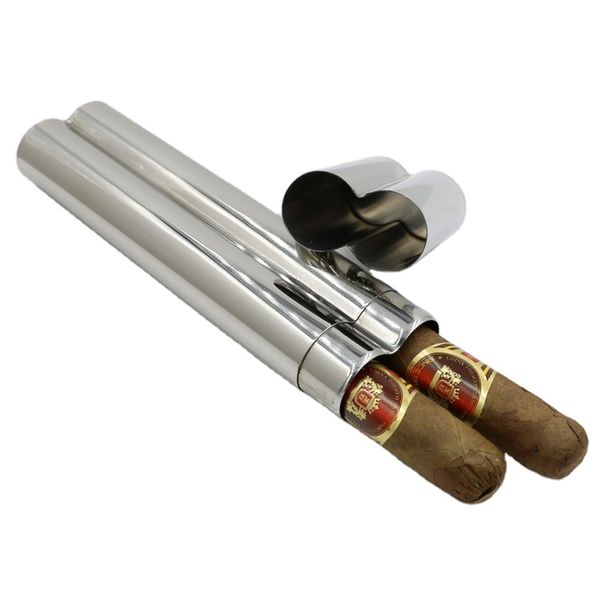 Boîtes à cigares en acier inoxydable, double tube à cigares, approvisionnement d'usine, accessoires pour fumer des cigarettes