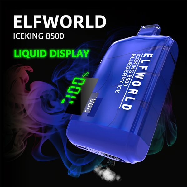 Alimentation en usine Elfworld Disposable vape Ice King 8500 Puffs avec une batterie e-liquide Affichage à LED FLOW AIR AIR AIR