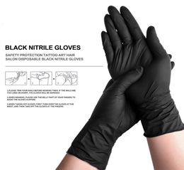 Protection de sécurité de l'alimentation en usine Disposable tatouage microblading Art Salon Black Nitrile Gants4051088