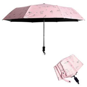 Approvisionnement d'usine trois pliant créatif rayé UV parapluie hommes coupe-vent pliant double usage pluie été parapluies