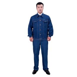 Fabriekslevering groothandel slijtvaste denim werkkleding lasser werkkleding met lange mouwen Specificaties 165-195 Aankoopnota maat