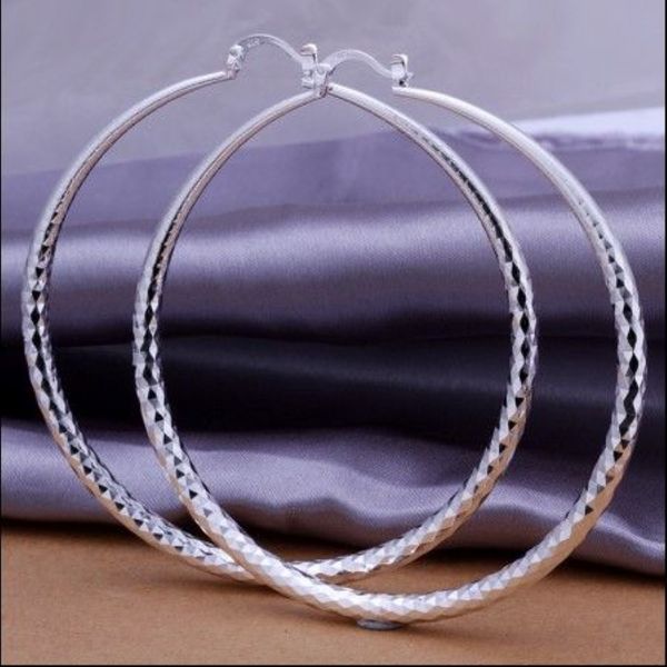 Boucles d'oreilles en argent 925 de qualité supérieure, diamètre 7 à 5CM, grand cerceau, bijoux classiques à la mode pour femmes, 10 paires, lot241z