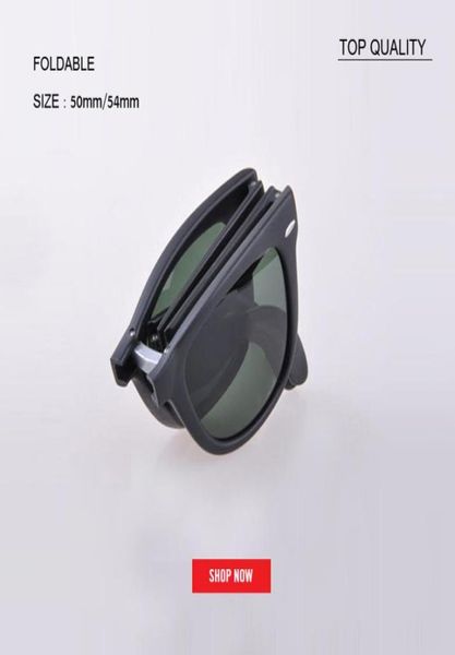 Factory superior calidad clásica clásica de 50 mm cuadradas plegables gafas hombres mujeres de gran tamaño 54 mm gafas de sol conduciendo lente plegable MAT6000064