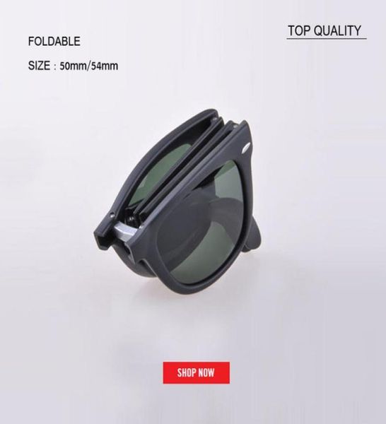 Factory Top Quality Classic 50mm Square Pliable Sun Glassettes Men de soleil Femmes surdimensionnées 54 mm Lunettes de soleil Driving Designer Pliage Lens MAT8812960