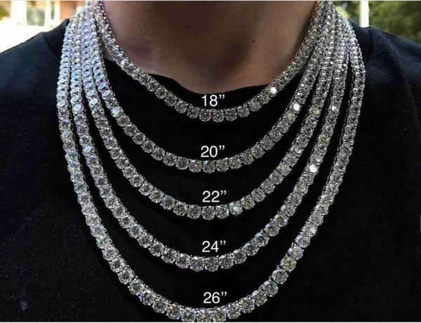 Usine Vvs Moissanite Diamant 925 Sterling Silver Hip Hop Druzy Bijoux Cubain Lien Chaîne 3mm Iced Out Clustered Tennis Collier Chaîne Médaillon Colliers