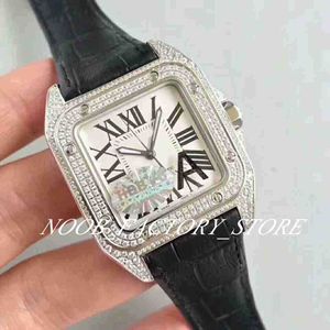 Factory horloge automatisch 33 mm horloges lady eta 2824 volledige pave diamanten kast saffier 100 xl horloges witte vrouwen lederen polshorloges