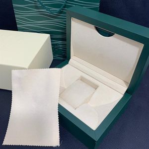 Proveedor de cajas de reloj de fábrica, caja de reloj de madera verde de marca de lujo para Rolex Papers Card Wallet, cajas de reloj de pulsera, pantalla Gifts206o