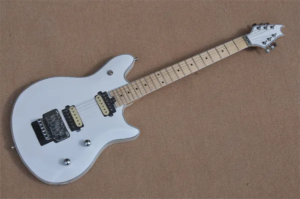 Guitare électrique blanche d'usine avec reliure de corps, touche en érable, micros HH, logo de l'offre/personnalisation de la couleur