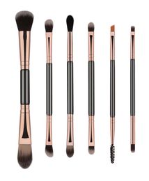 Factory Whole 6PCS Double Head Makeup Brushes Tools Doubleed Hair Soft Shadow Shadow Blush Eyelles Brush6056535