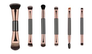 Factory Whole 6PCS Double Head Makeup Brushes Tools Doubleed Hair Soft Shadow Shadow Blush Eyelles Brush6357989