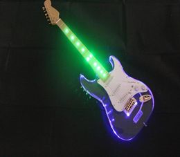 Guitare électrique en verre en verre entièrement entièrement avec des pick-up de lampes LED colorées Offre des services personnalisés1938944