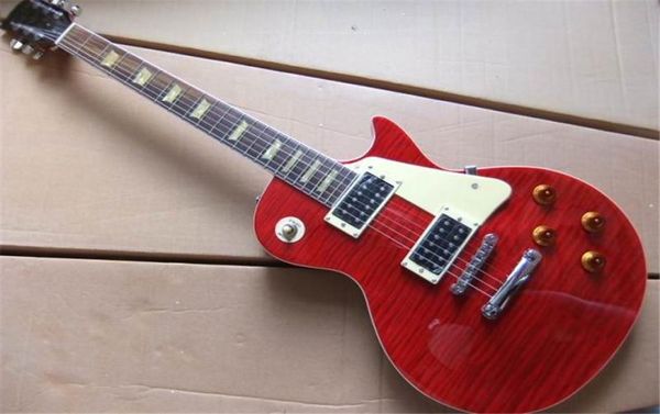 Factory Whole Custom Custom Top Red 6String LP Guitarra eléctrica Guitarra de rosawood Guitara y hardware Chrome 5947116