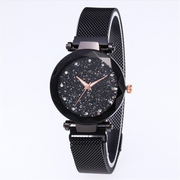 Usine Entier Diamant Ciel Étoilé Belle Quartz Femmes Montre Dames Montres Mode Femme Casual Montres Plein Black213u