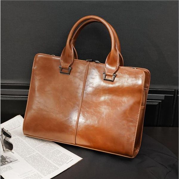 Bolso completo de fábrica para hombre, maletín de cuero de caballo loco puro para hombre, bolsos de cuero antiguos de imitación retro, bolsos de cuero de moda business294d