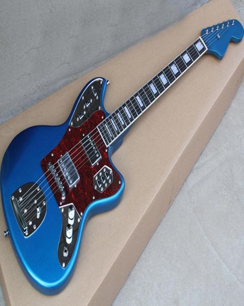 Guitarra eléctrica azul metálico de fábrica con diapasón de madera de frontón de ébano con un encuadernación blanca para la que se encuentra SER4526834 personalizada