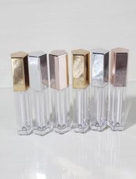 Factory Whole Plastic Cosmetics Packaging Gold Silver Pentagon Lip Gloss Tube 5 ml Clear Vacle Lipgloss Tubes Container Lip Bla7044530