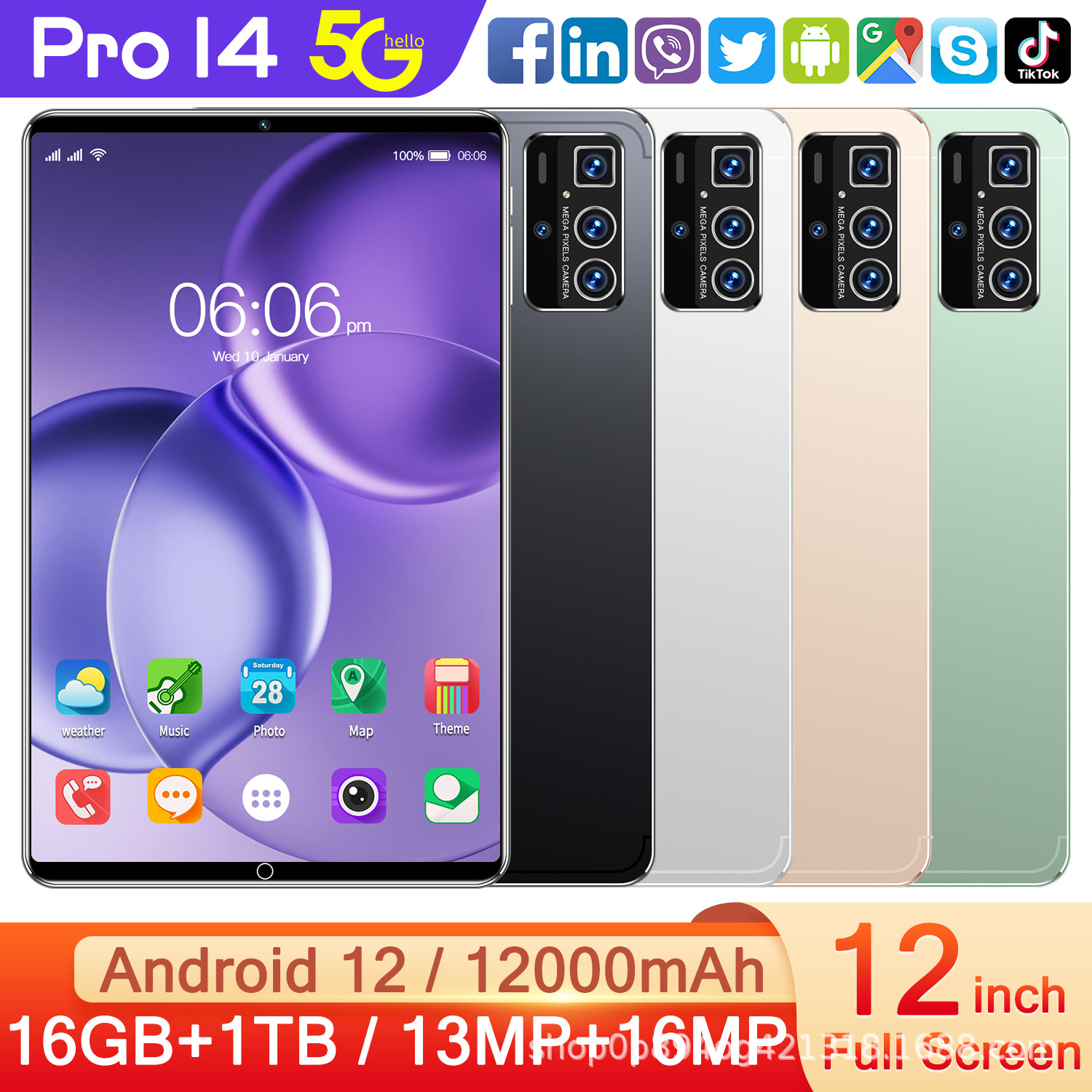 Factory Wholesale 10 pouces Android Smart Tablet Pro14 WiFi Bluetooth GPS 3G Appeler le commerce extérieur Cross-Border