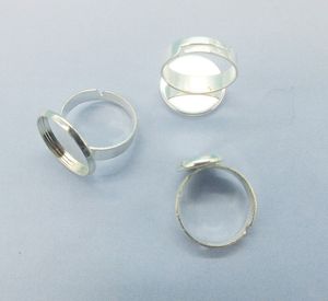 Fábrica al por mayor 100pcs anillo en blanco ajustable base ajuste diámetro 10 -20 mm de vidrio cabujones de cameo bandeja de joyería de bricolaje de bricolaje anillo