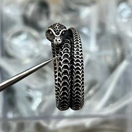 Factory Groothandel 2023 Nieuwe luxe hoogwaardige mode -sieraden voor Spirit Snake Sterling Silver Classic Animal Zodiac Series Boutique Paar Ring