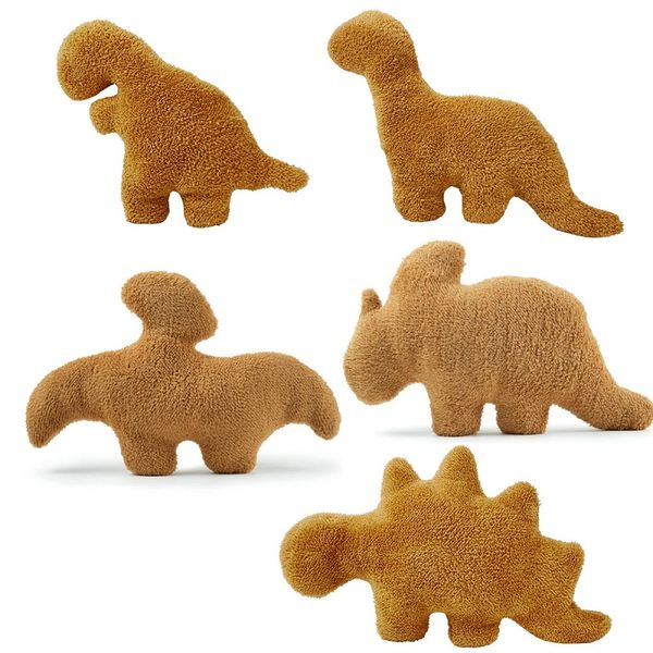 Fábrica al por mayor 5 estilos de Dino Chicken Nugget juguetes de peluche juegos de dibujos animados que rodean los animales regalos para niños