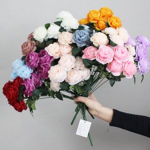 7 bouquets de pivoines étrangères, vente en gros d'usine, fausses fleurs, accessoires de décoration d'hôtel de mariage, fleurs de simulation GZH