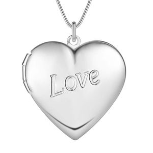 Venta al por mayor de fábrica 925 Chapado en plata esterlina AMOR Corazón Colgante Locket Collar Moda Joyería romántica clásica Regalo del día de San Valentín